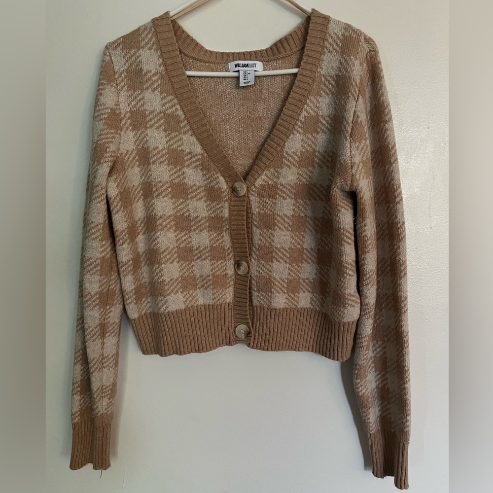 William Rast Super Soft Gingham Cardigan Sweater size L